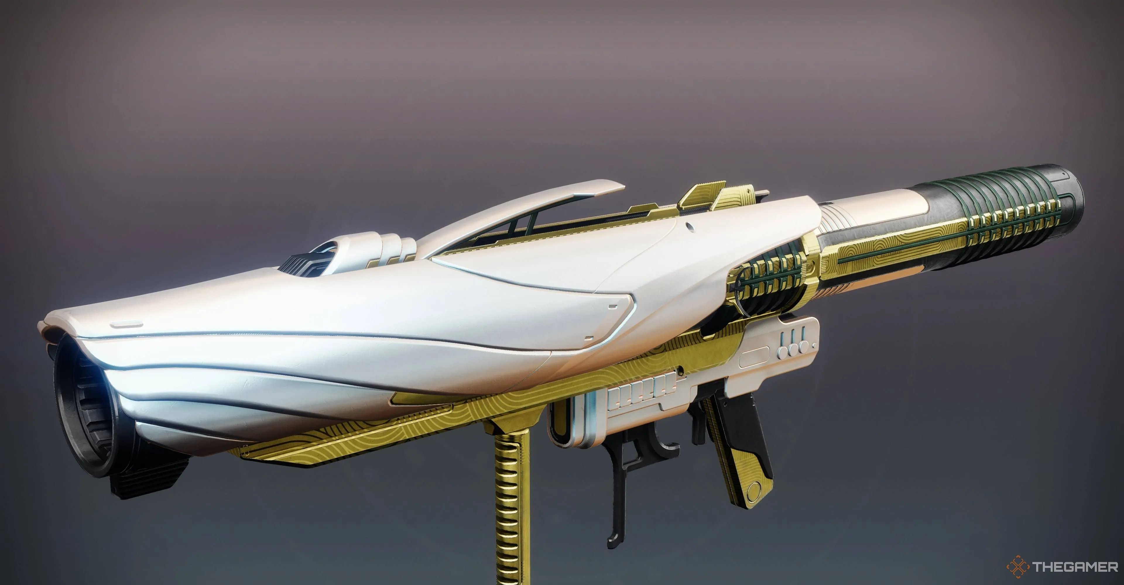 Ống phóng Rocket The When And Where hệ Stasis, một vũ khí hạng nặng gây sát thương diện rộng từ Raid Desert Perpetual.