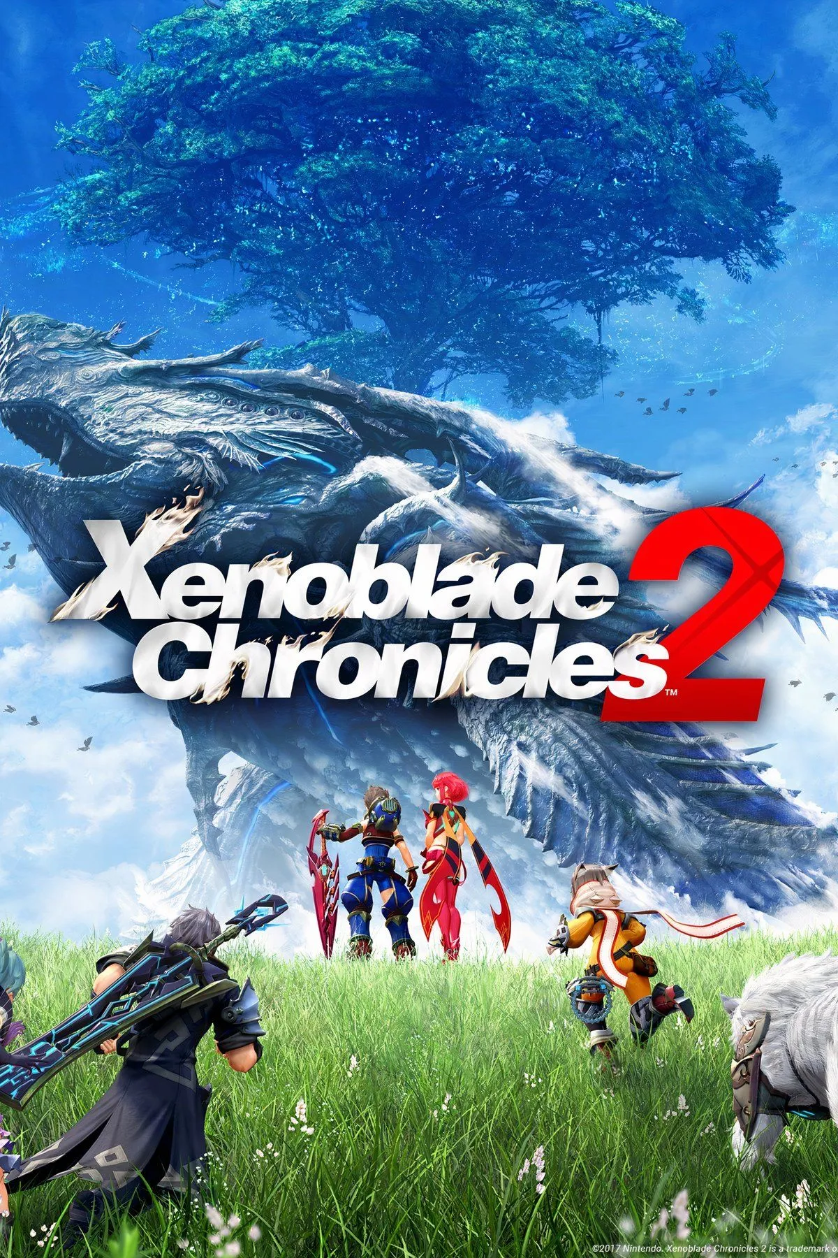 Rex và Pyra trong một cảnh chiến đấu ấn tượng của Xenoblade Chronicles 2, thể hiện đồ họa đẹp mắt của game.