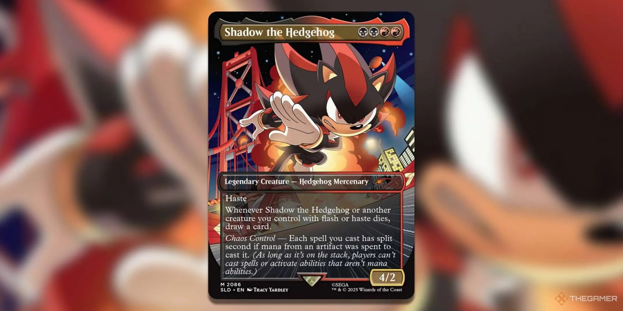 Shadow The Hedgehog lướt đi trong màn đêm trên thẻ Magic The Gathering Sonic Friends and Foes