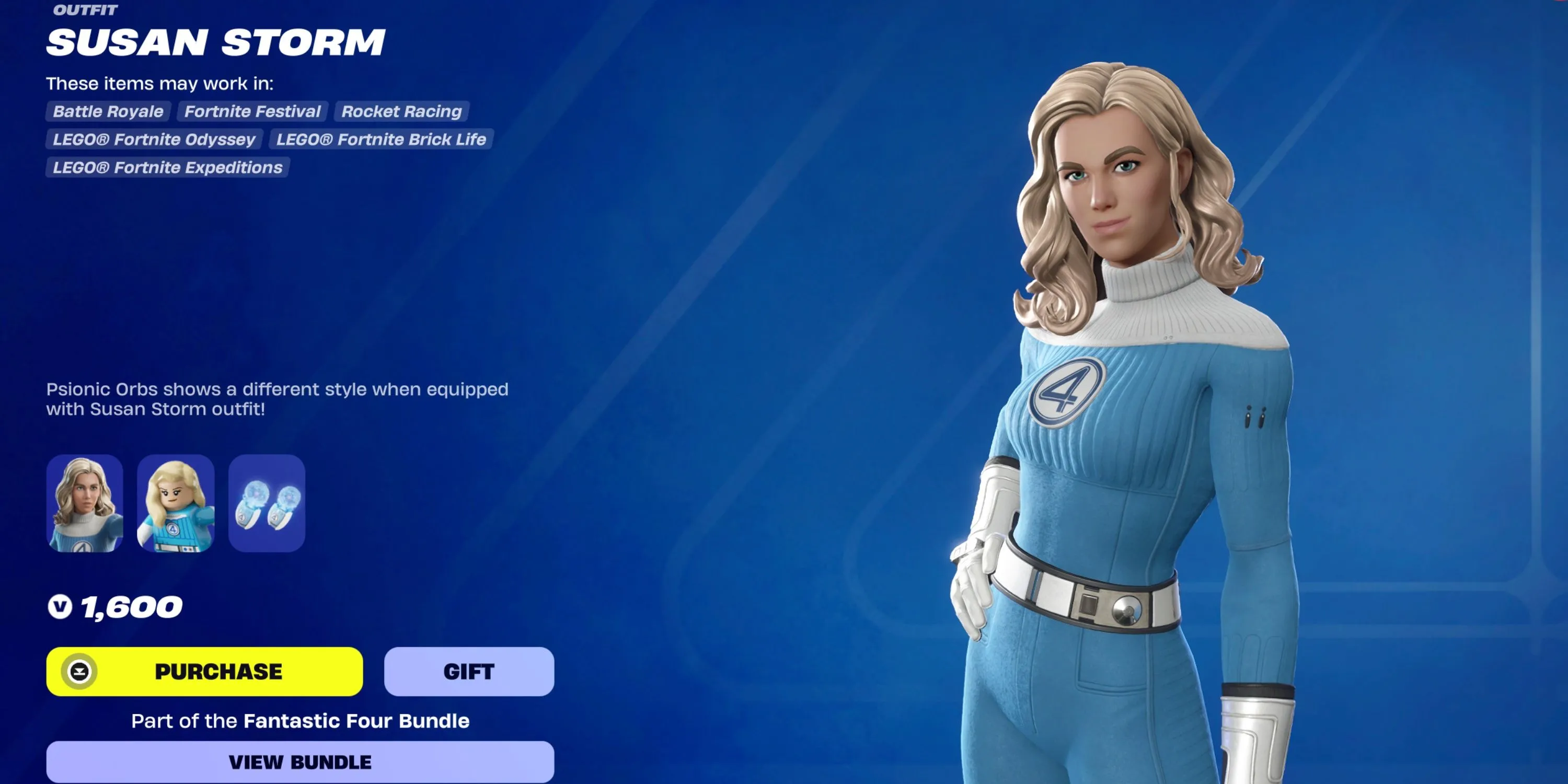 Skin Invisible Woman Susan Storm Fortnite cùng hiệu ứng tàng hình ảo diệu