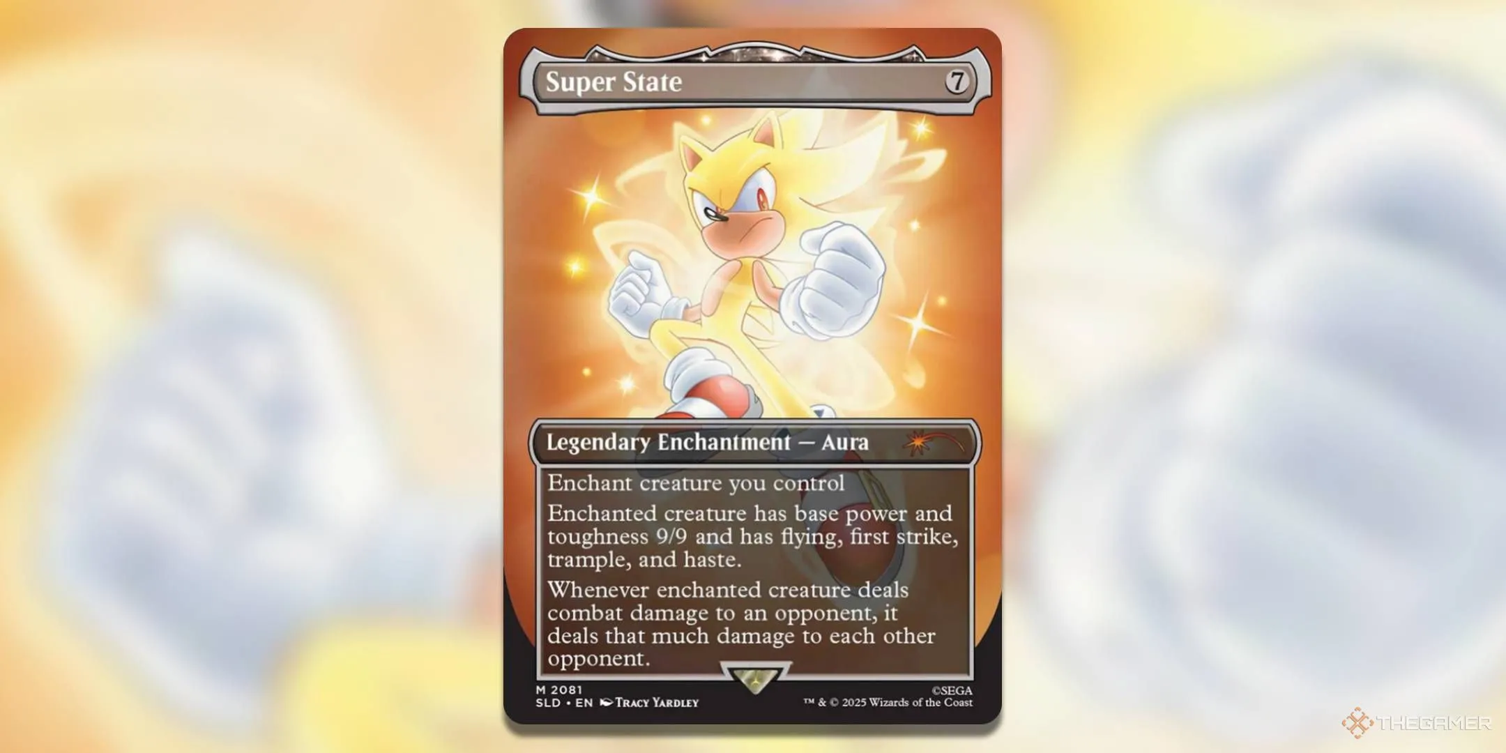 Super Sonic bùng nổ năng lượng trong trạng thái Super State trên thẻ MTG Secret Lair