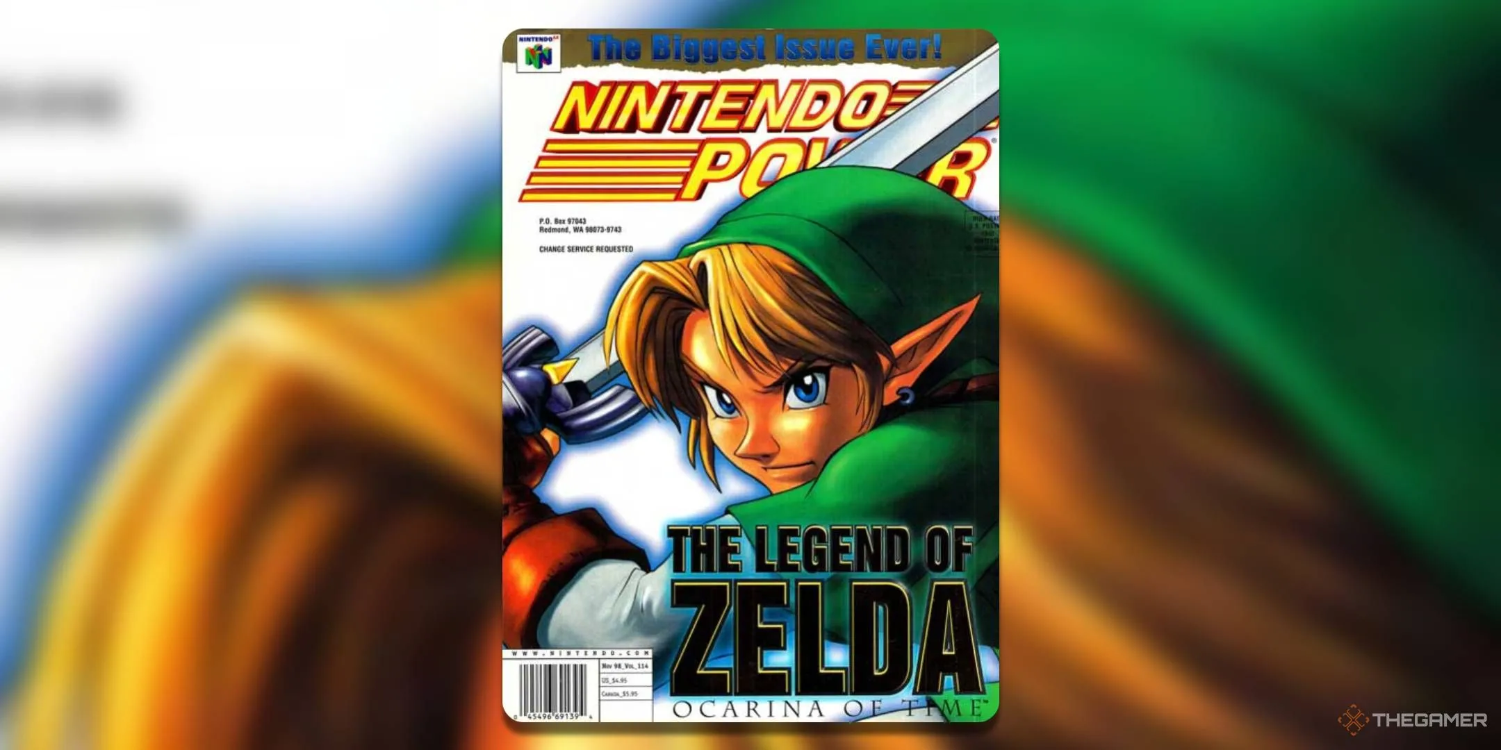Tạp chí Nintendo Power số 114 tháng 11 năm 1998 với nhân vật Link từ The Legend of Zelda: Ocarina of Time