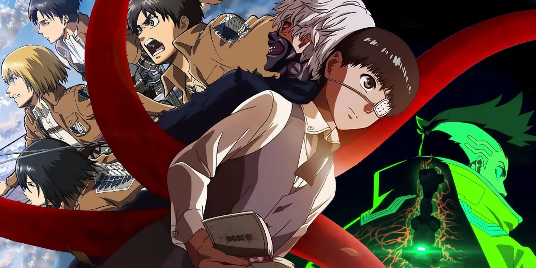 Tập hợp các anime hành động đỉnh cao như Cyberpunk Edgerunners, Tokyo Ghoul và Attack on Titan