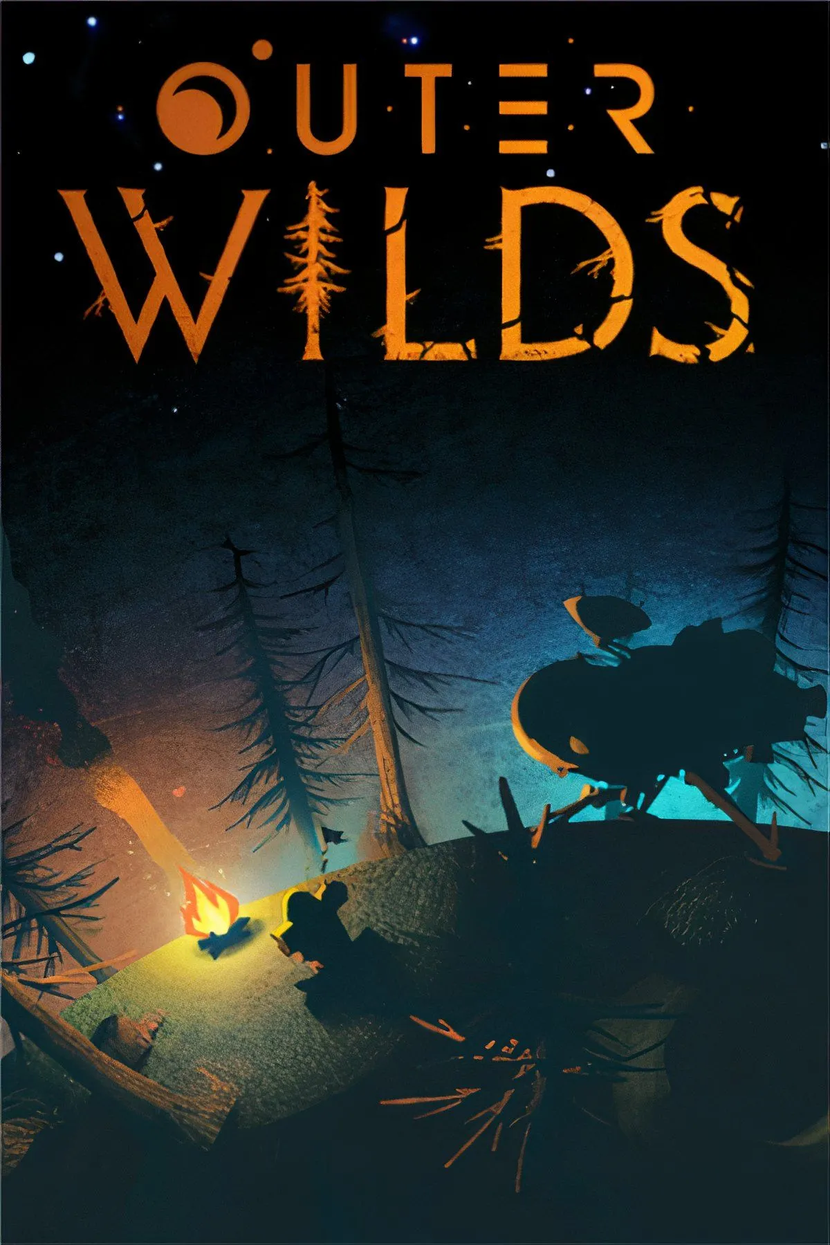 Tàu không gian của người chơi bay giữa không gian vũ trụ rộng lớn trong Outer Wilds, khám phá các hành tinh nhỏ.