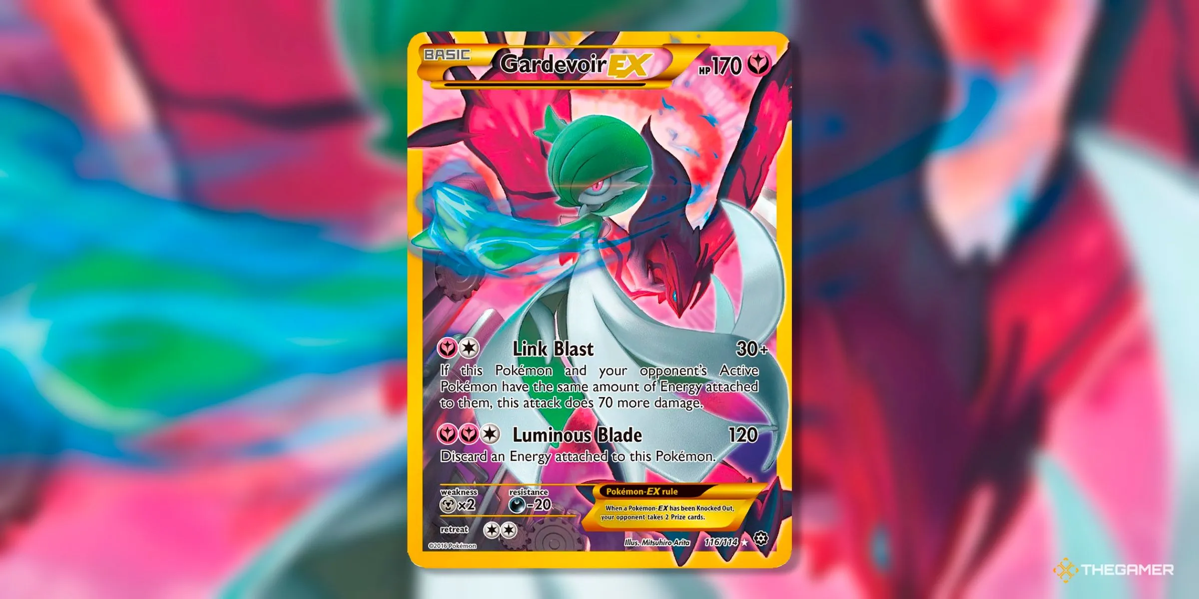 Thẻ bài Gardevoir EX Secret Rare (116) trong set Steam Siege kỷ nguyên XY của Pokemon TCG.