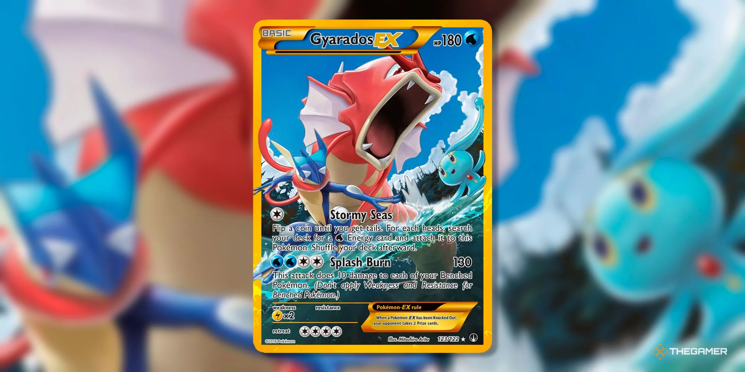 Thẻ bài Gyarados EX Secret Rare (123) từ set BreakPoint kỷ nguyên XY của Pokemon TCG.