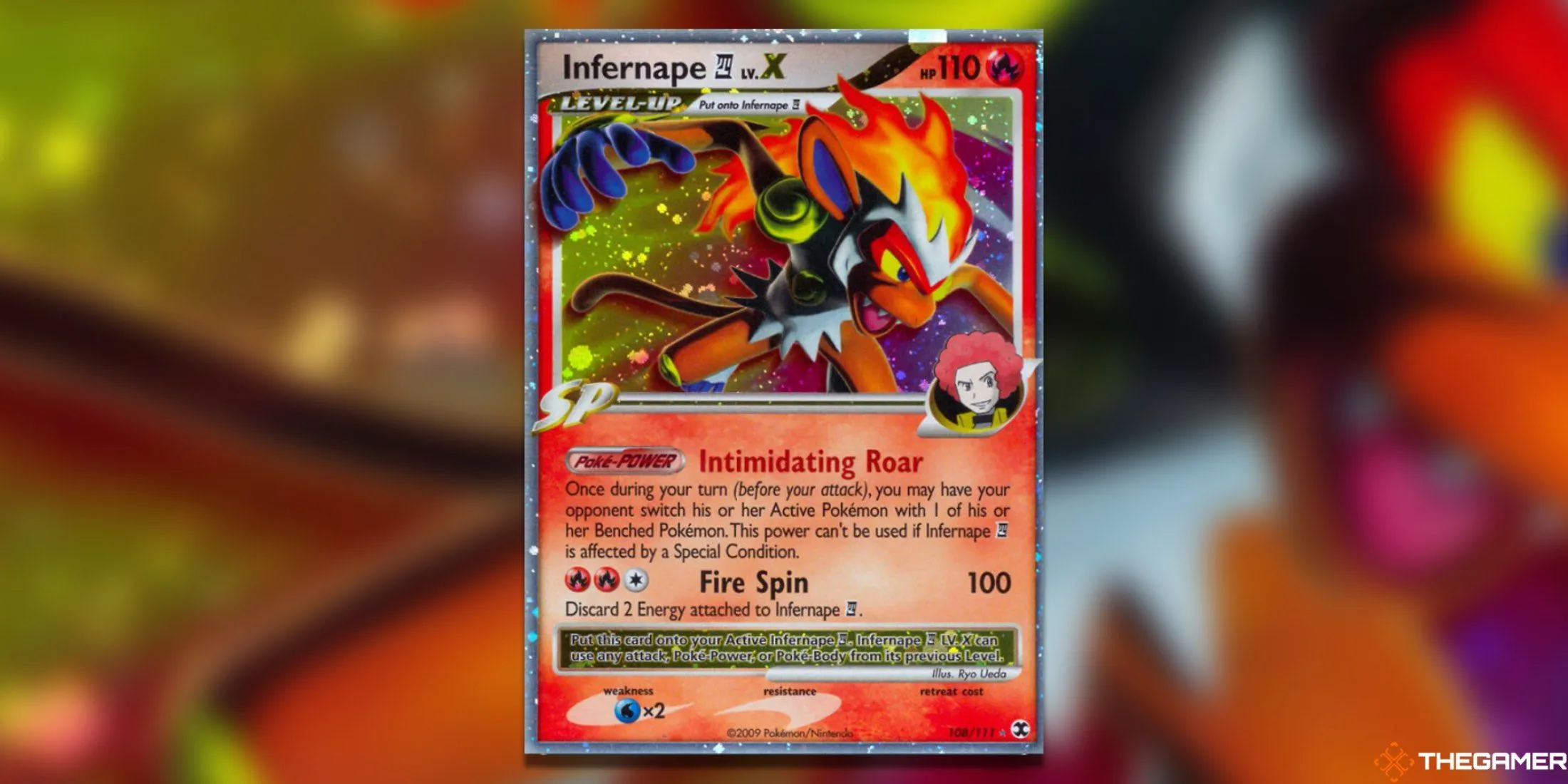 Thẻ bài Pokemon TCG Infernape E4 LV. X từ bộ Rising Rivals với artwork rực lửa và ấn tượng.