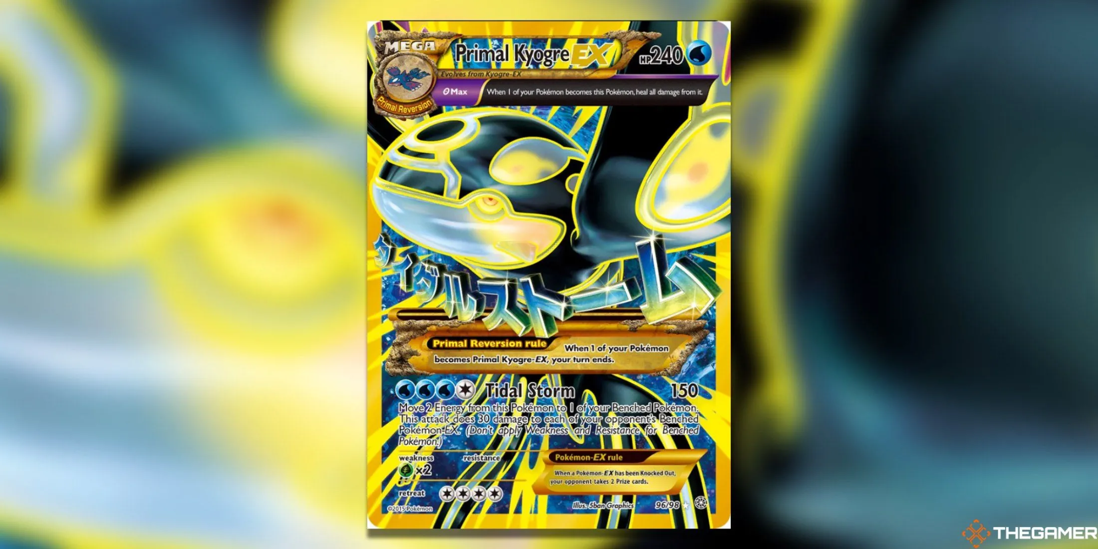 Thẻ Primal Kyogre EX Shiny Full Art Ancient Origins Pokemon TCG với hiệu ứng ánh sáng độc đáo