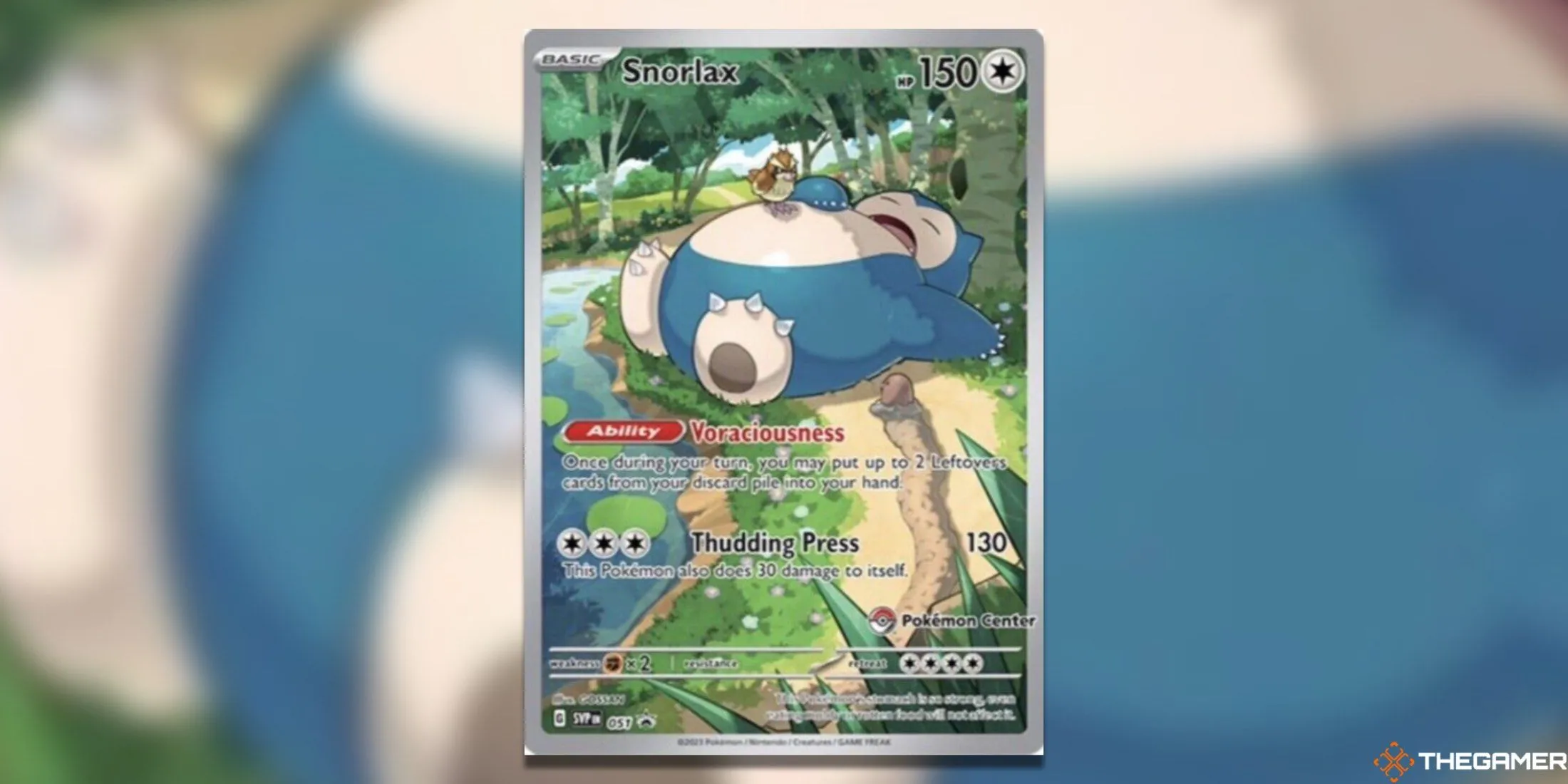 Thẻ promo Snorlax độc quyền Pokemon Center từ bộ Scarlet &amp; Violet 151 TCG.