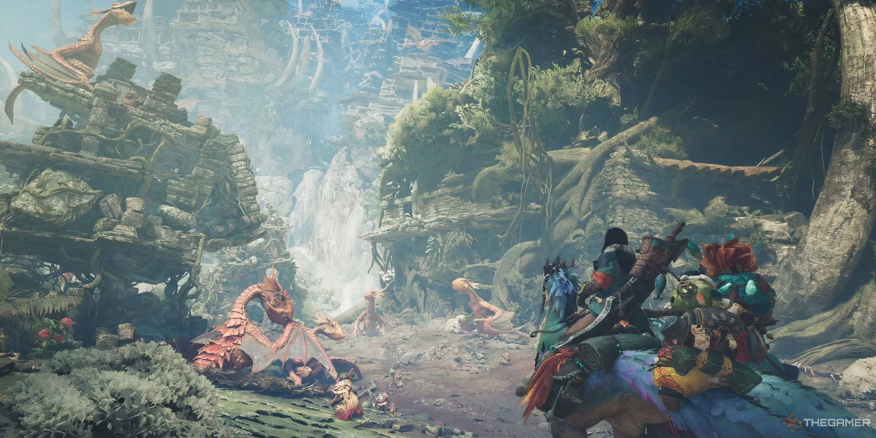 Thợ săn khám phá khu rừng rộng lớn trong Monster Hunter Wilds, minh họa cho sự phát triển của series săn quái vật