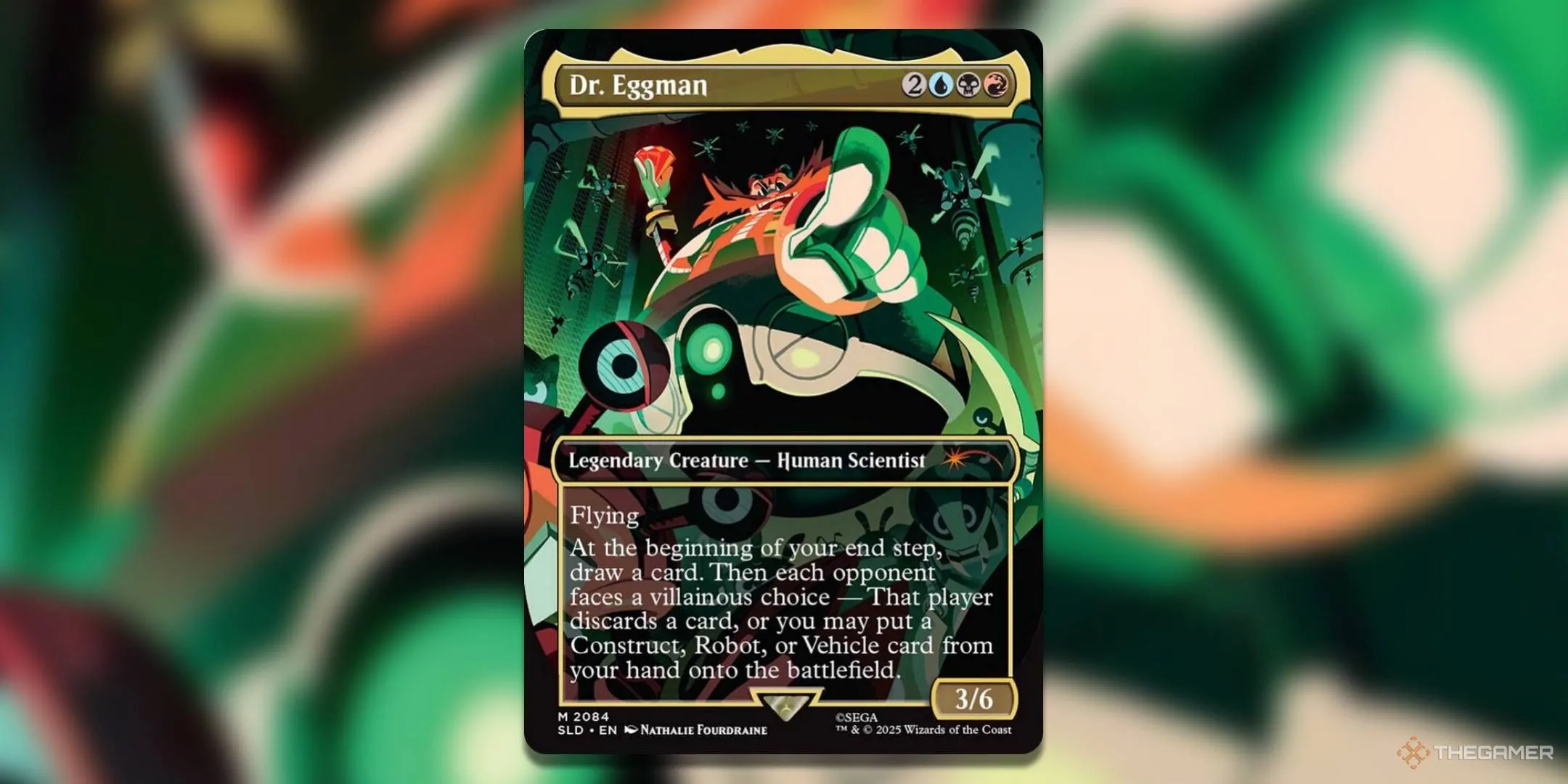 Tiến sĩ Eggman đầy mưu mô trong cỗ máy bay đặc trưng trên thẻ Friends and Foes MTG Sonic