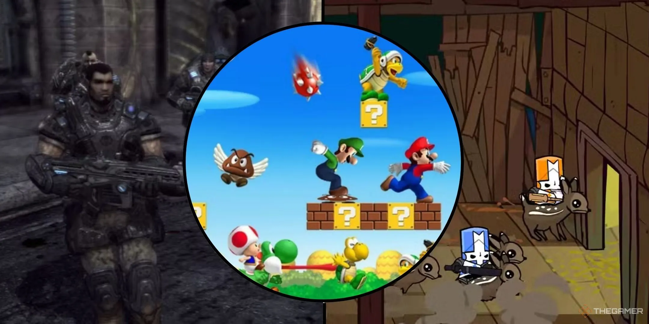 Tổng hợp hình ảnh game co-op kinh điển: New Super Mario Bros Wii, Gears of War 2 và Castle Crashers