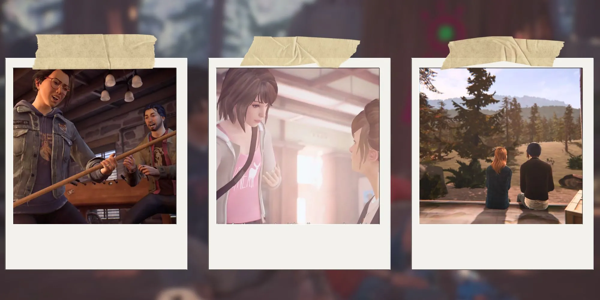 Tuyển tập hình ảnh các nhân vật và bối cảnh đặc trưng trong series Life is Strange, thể hiện sự đa dạng và chiều sâu của mỗi tựa game