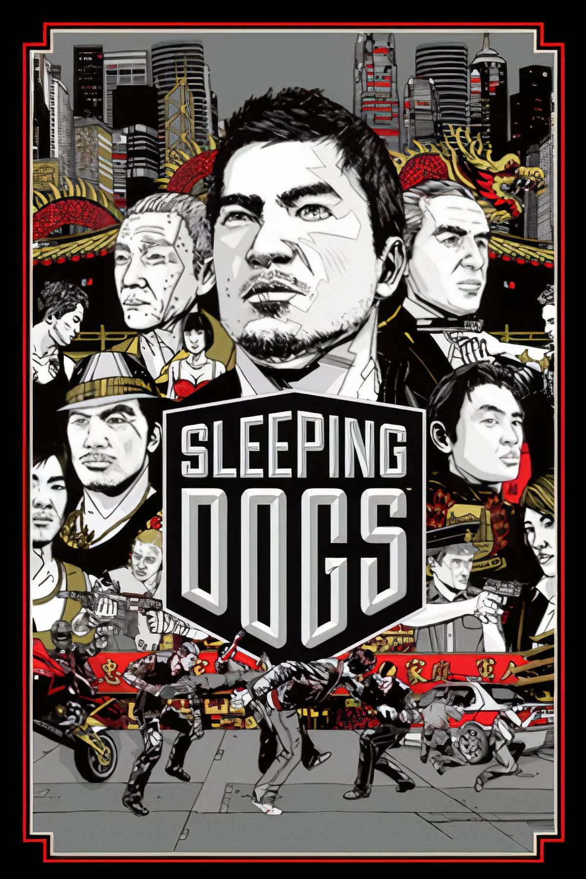 Wei Shen đứng trên con phố đông đúc của Hồng Kông về đêm trong Sleeping Dogs, với ánh đèn neon rực rỡ