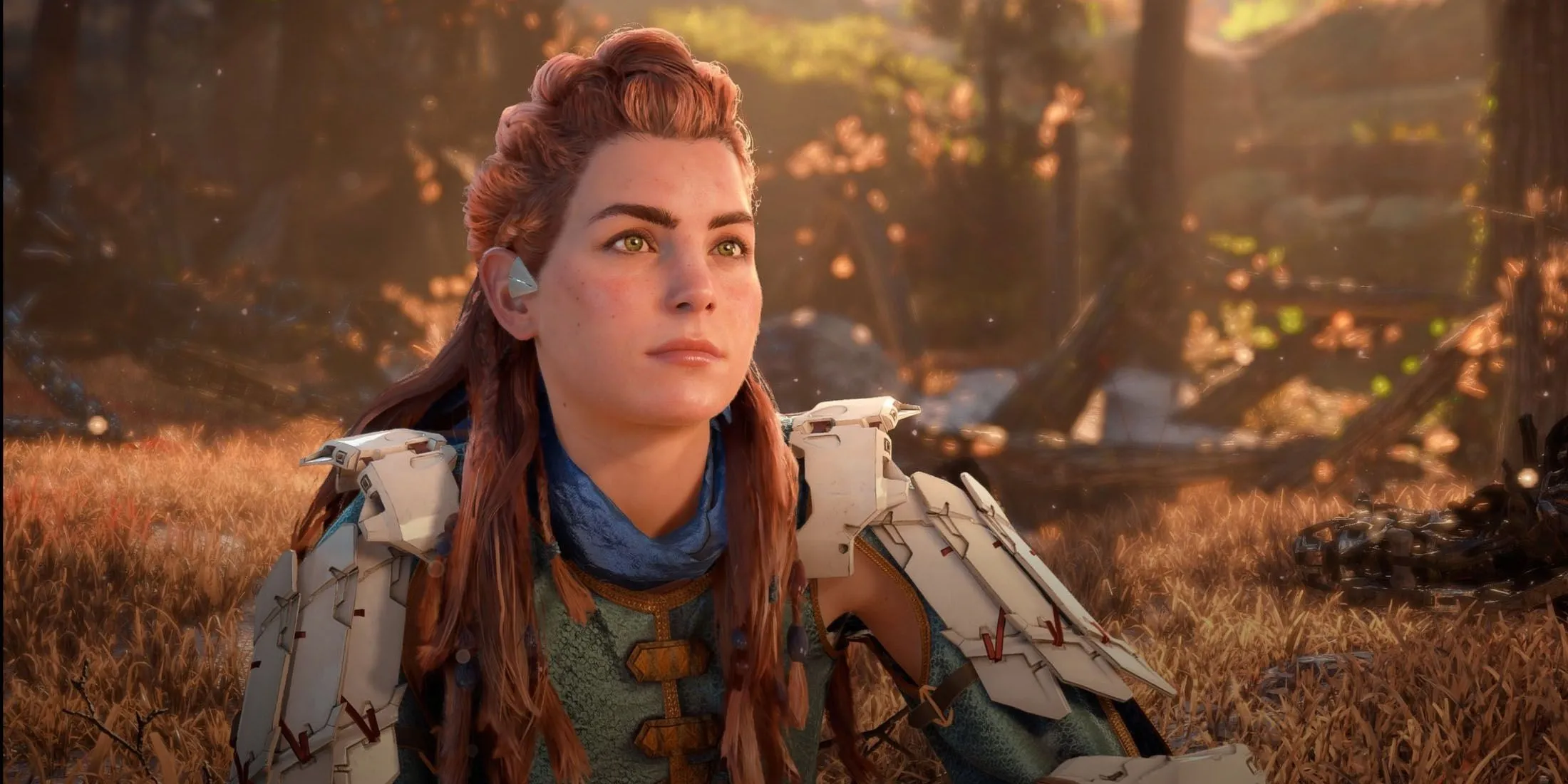 Aloy luyện tập bắn cung giữa thiên nhiên hùng vĩ của Horizon Zero Dawn