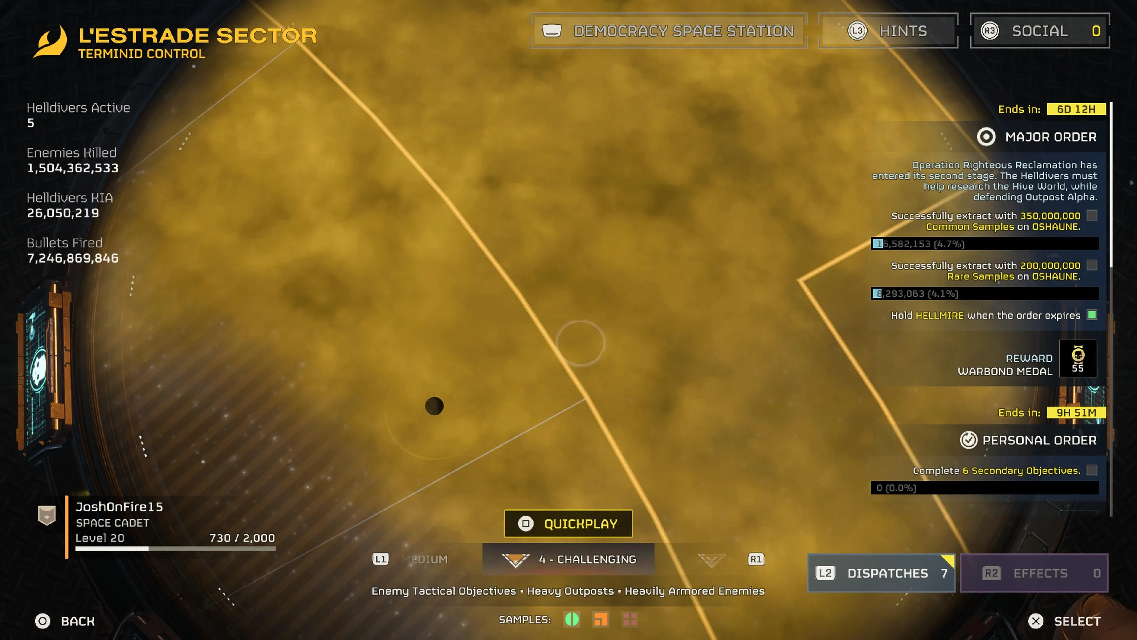 Bản đồ chiến tranh Galactic War trong Helldivers 2 với đám mây Gloom màu xanh đang lan rộng nguy hiểm