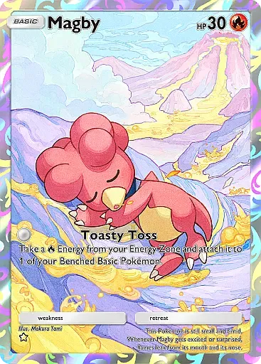 Biến thể thẻ Magby trong gói Wisdom of Sea and Sky của Pokemon TCG Pocket.