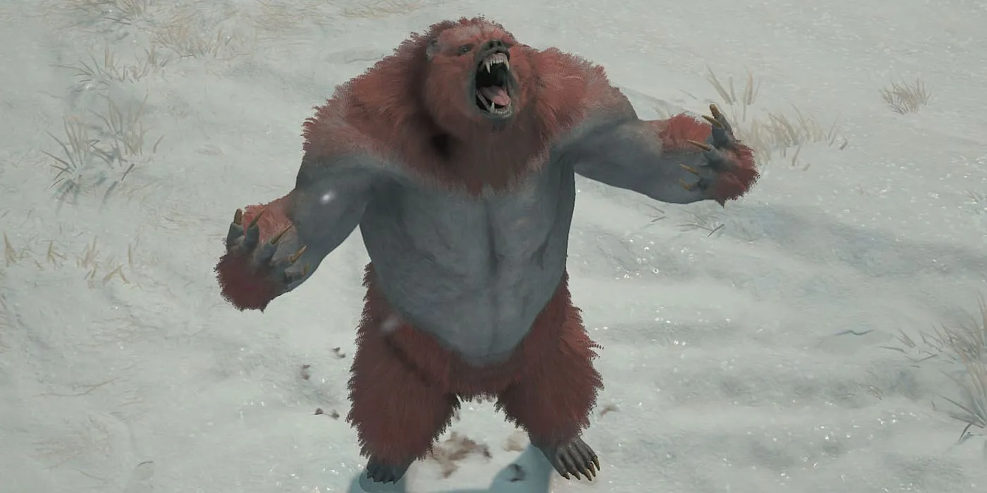 Druid hóa Werebear sử dụng chiêu thức mạnh mẽ trong Diablo 4, thể hiện khả năng gây sát thương diện rộng