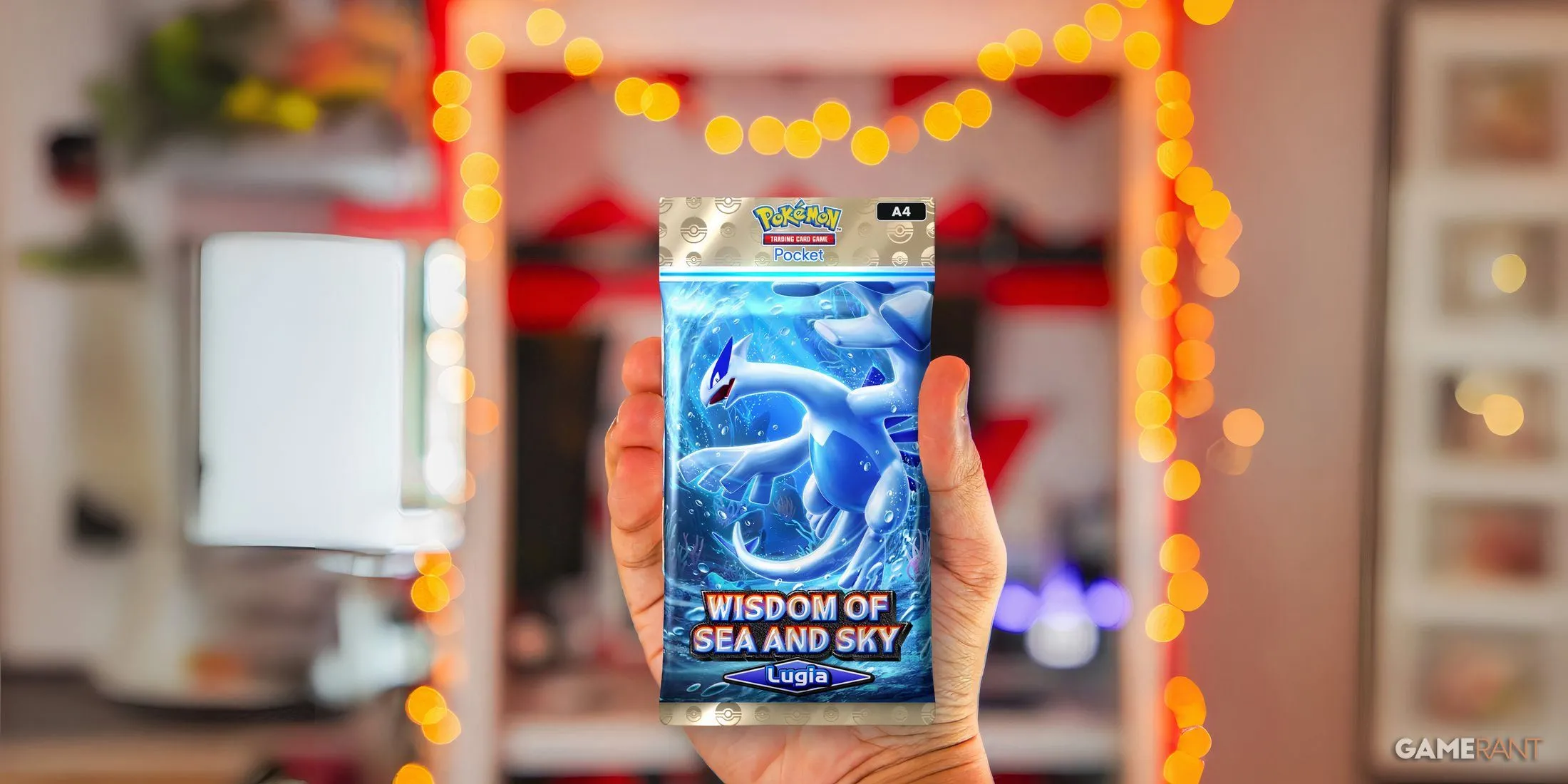 Game thủ mở gói bài Wisdom of Sea and Sky trong Pokemon TCG Pocket, chuẩn bị đón nhận bất ngờ từ thẻ bonus thứ sáu.