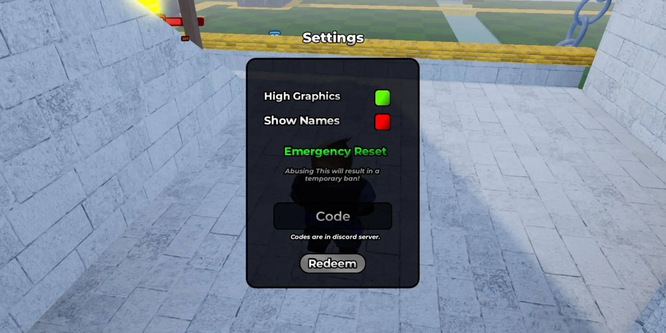 Giao diện mục nhập code trong game Arena Royale, hiển thị ô trống để điền mã.
