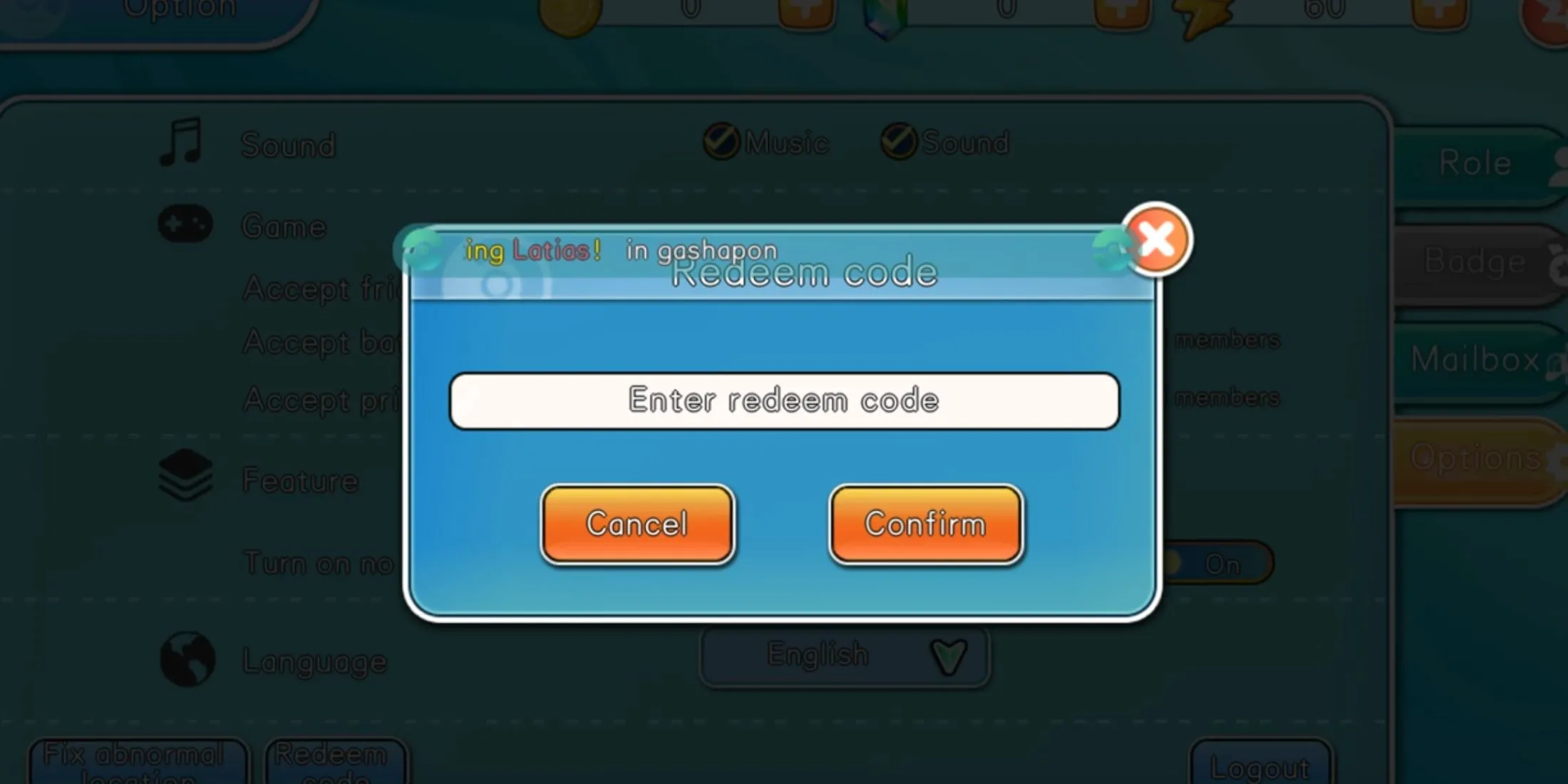 Giao diện nhập code Pocket Pixel