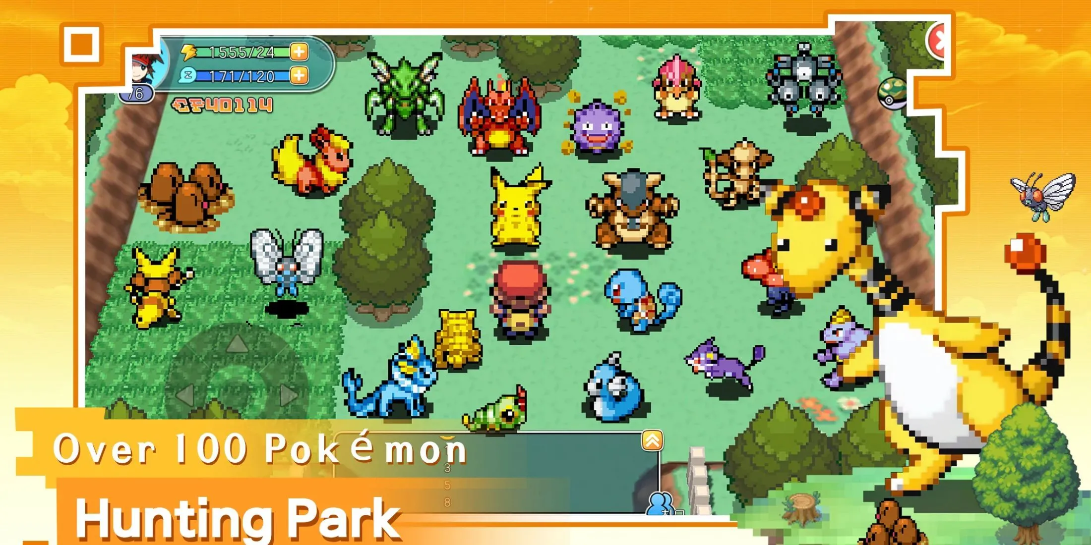Huấn luyện viên và Pokémon đồng hành trong Pocket Pixel