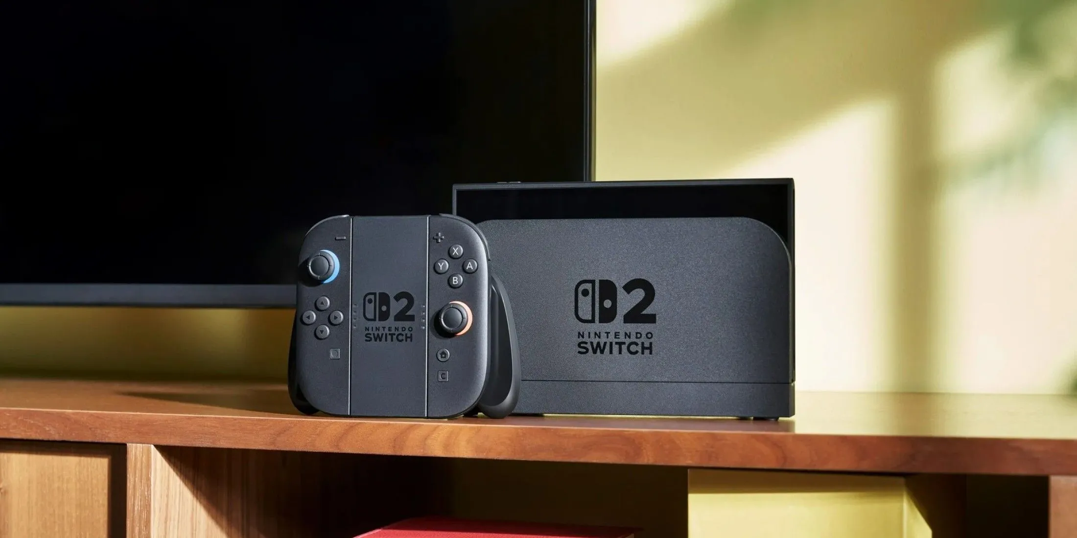 Máy chơi game Nintendo Switch 2 đặt trên dock, kết nối với TV, minh họa khả năng linh hoạt