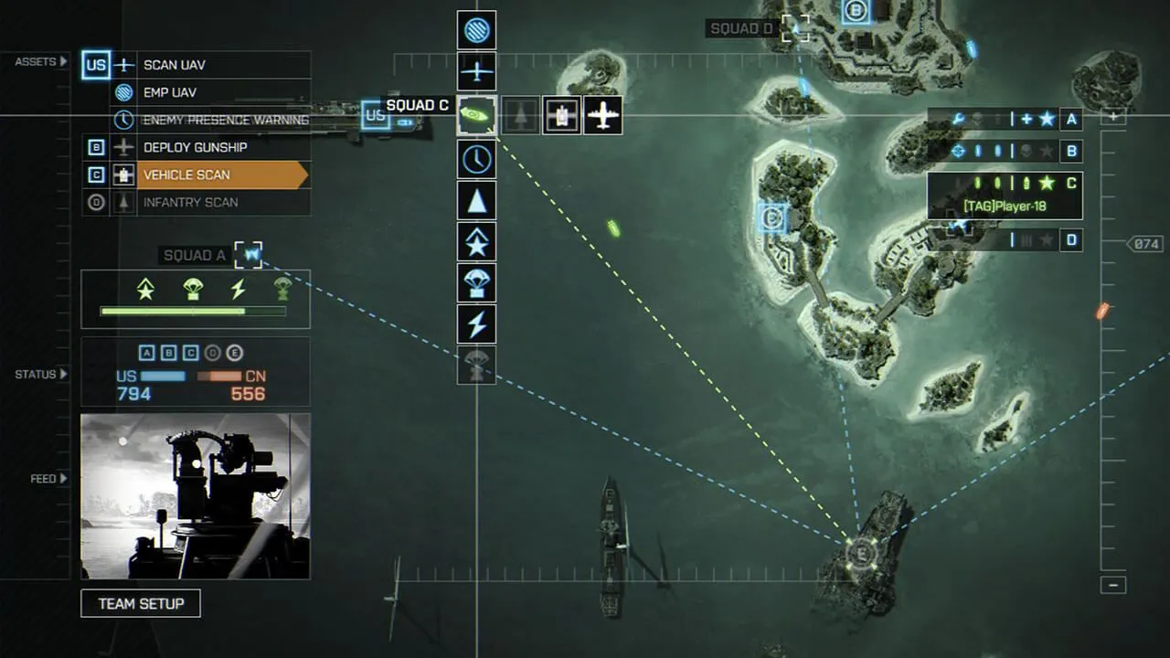 Toàn cảnh bản đồ Paracel Storm từ góc nhìn Commander Mode trong Battlefield 4